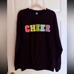 Black Cheer Sweatshirt with Colorful Letters